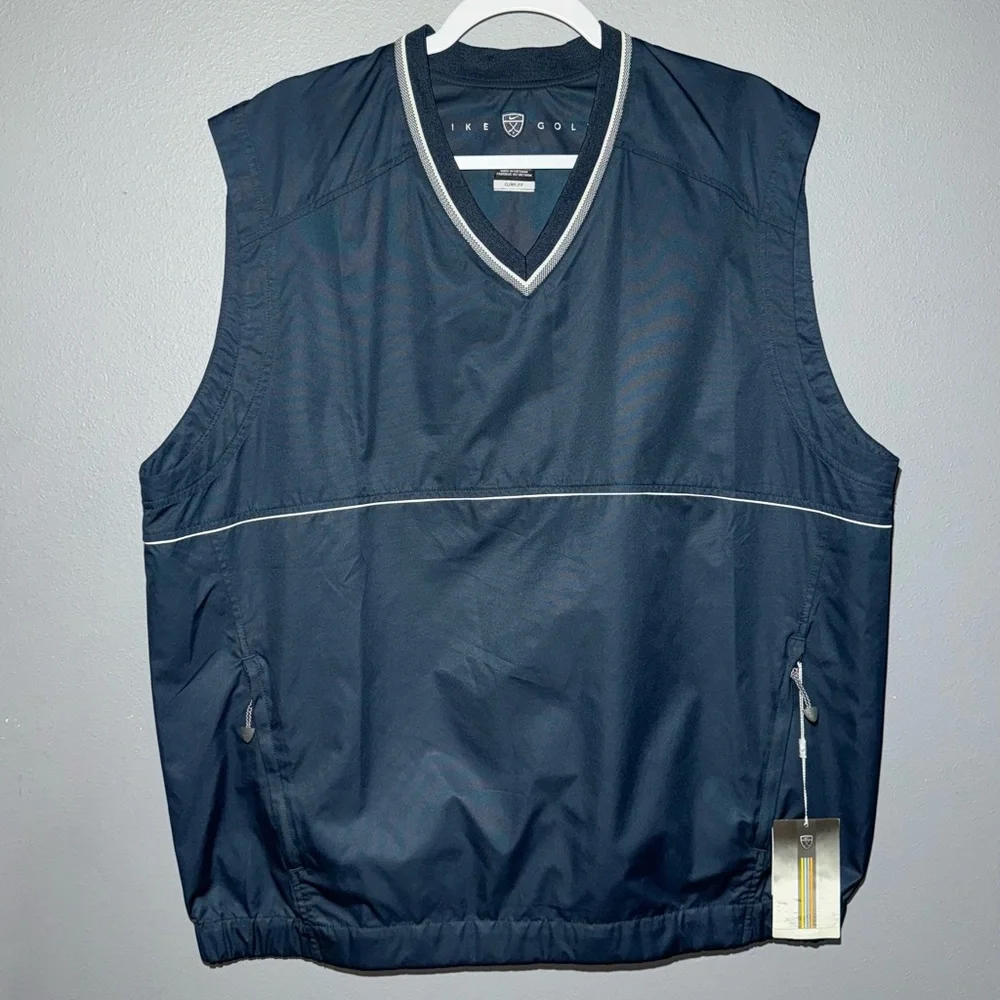 Nike Golf Clima-Fit Mens Size Large Pullover V-Neck Sleeveless Vest Nvy Blue NWT